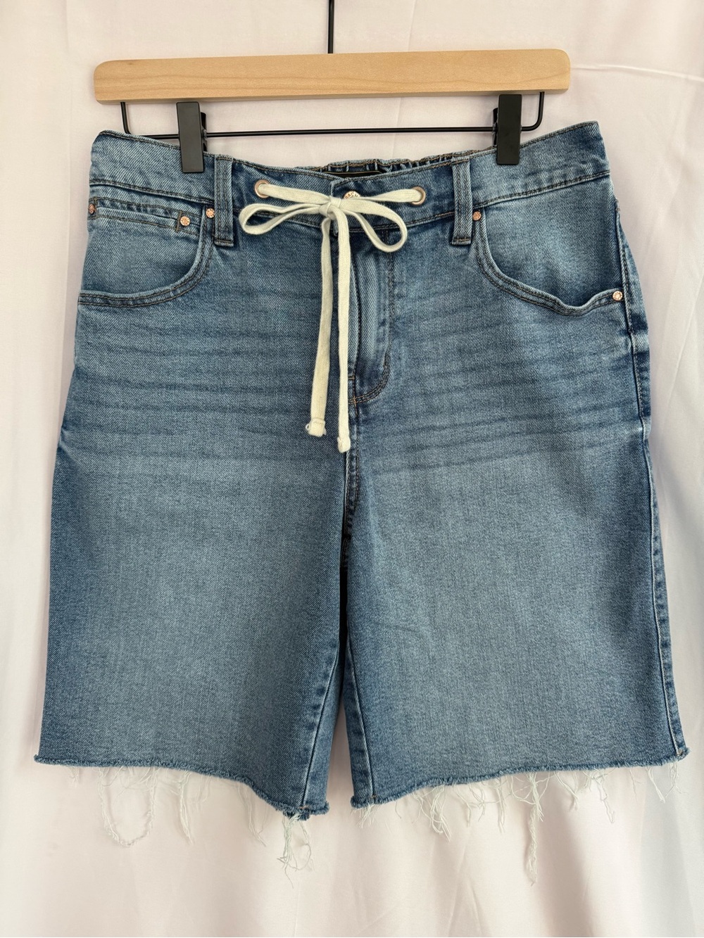 Y2K drawstring longline jean shorts